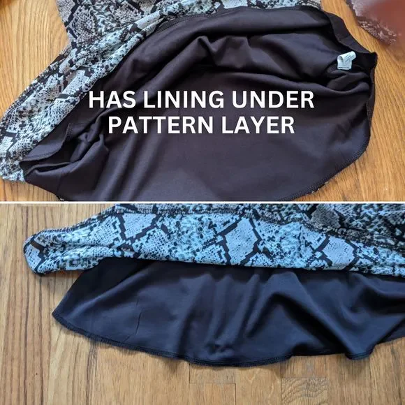 ember Beige Brown V-neck High Waist Peplum Blouse, Puff Sleeves, Snake P… - Picture 6 of 10